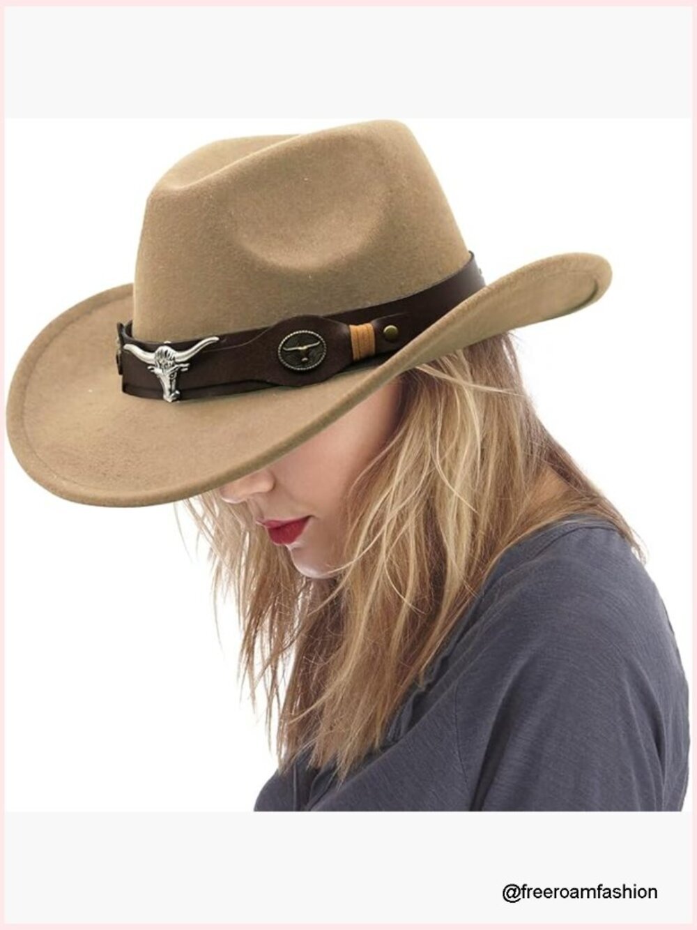 Cowgirl Hat with Wide Belt Western Faux Leather
